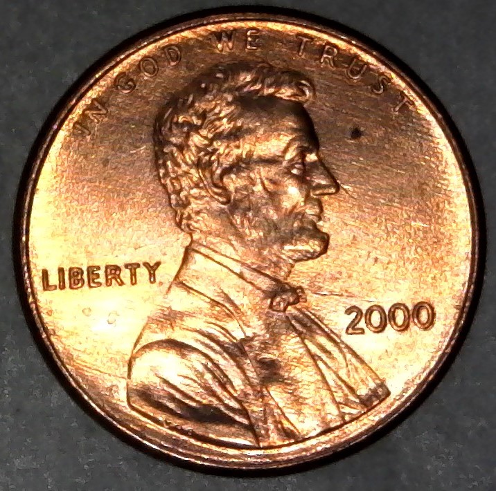 2000-P-Lincoln-Memorial-Cent-With-Nice-Column-Bar-DDR-To-The-Right